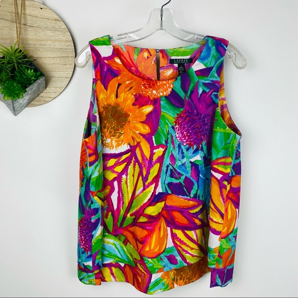 Lauren Ralph Lauren Tops - Lauren Ralph Lauren Multi Color Tropical Shell Tank Size Large
